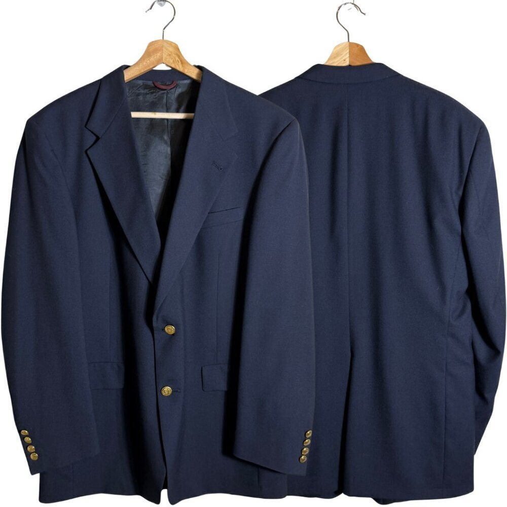 Hart Schaffner Marx Wool Sport Coat Dinner Jacket Blazer Men's 42L Navy Blue